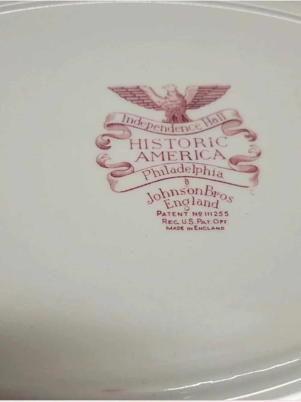 Red Transferware Decorative Serving Platter with Historic Scene